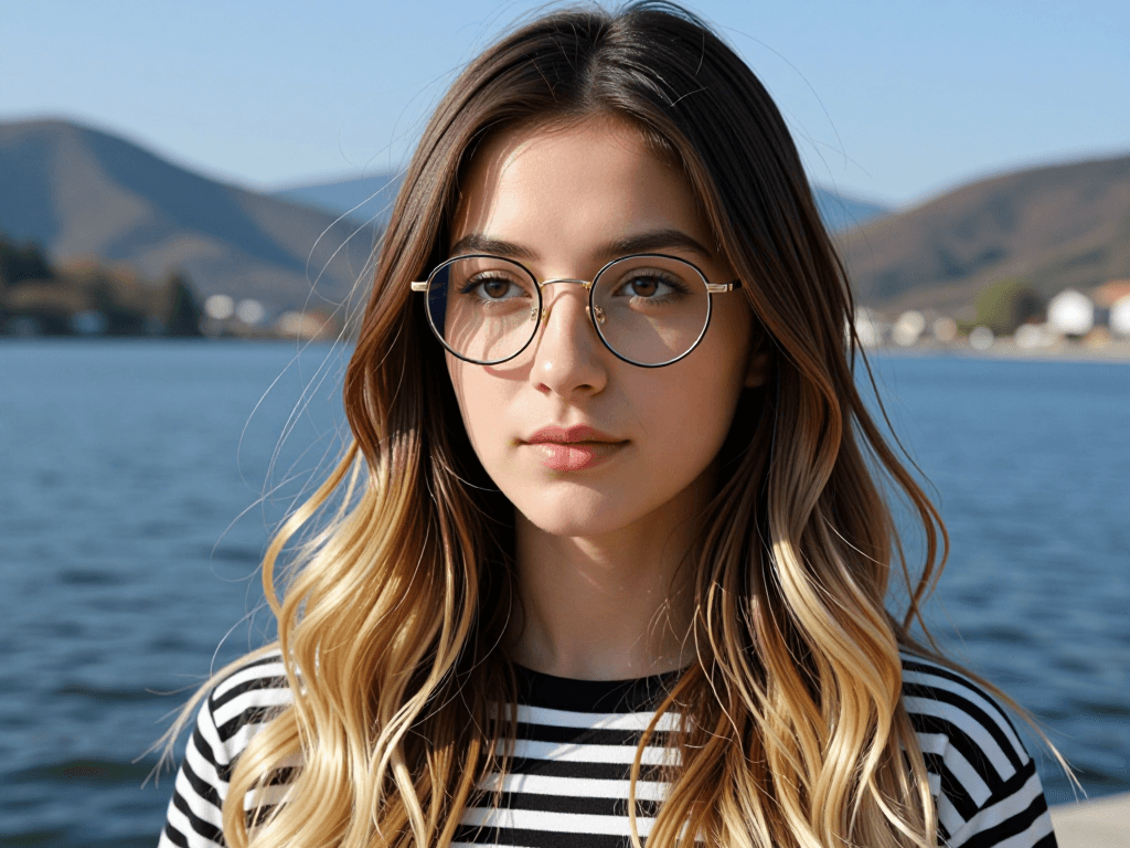 Ombre hair and lake horizon