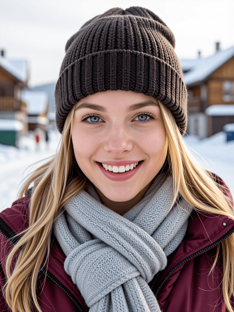 Winter beanie, snow smile